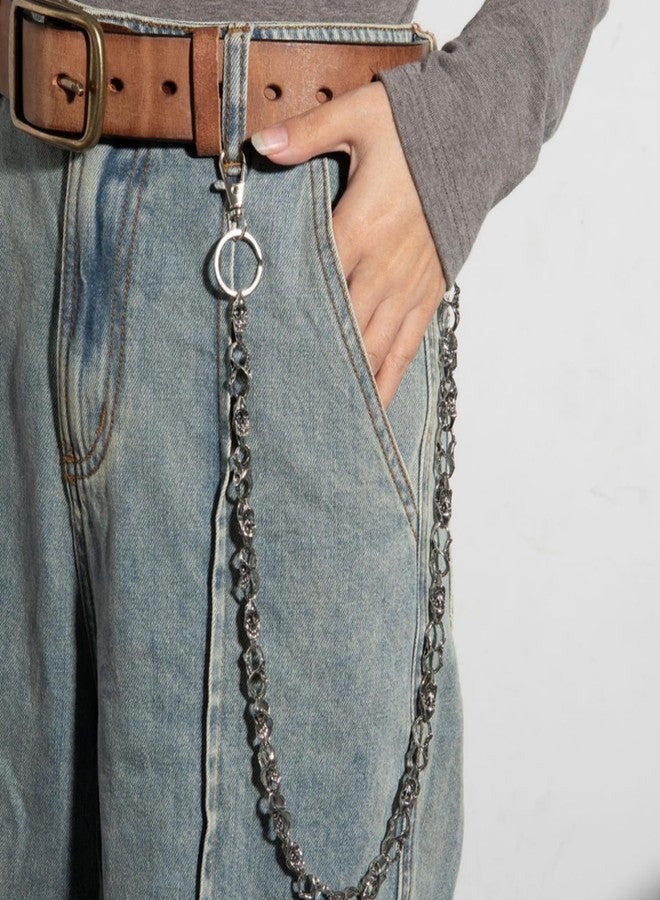 Nagpew 2 Pieces Skull Wallet Chain, Vintage Skull Jean Chain with Lobster Clasps, Metal Skeleton Biker Keychain Belt Loop Chain for Men Women Unisex - Image 4